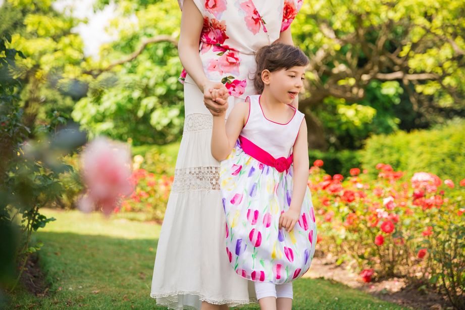 Girl and her mother in a park