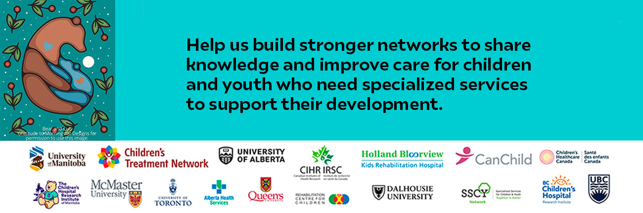 Image « Bear and Cub » par Morningstar Designs avec appel à l’action : Aidez-nous à construire des réseaux plus solides afin de partager les connaissances et d’améliorer la prise en charge des enfants et des jeunes qui ont besoin de services spécialisés pour soutenir leur développement