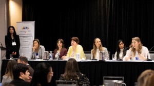 (Photo caption from left to right) Dr. Deepa Singal (Autism Alliance of Canada) is pictured here with Dr. Jennifer Zwicker (Deputy Scientific Officer, Kids Brain Health Network; Director of Health Policy at the School of Public Policy, University of Calgary; Canada Research Chair in Disability Policy for Children and Youth) and Sarah Ewart (Labour and Employment Lawyer, Forte Workplace Law) as they moderate a panel discussion with Yvonne Spicer (Ambassador, Autism Canada) alongside Kids Brain Health Network-Autism Alliance of Canada policy fellows Christiane Roth (Doctoral Student, School of Public Policy, University of Calgary), Dr. Preeti Kar (Postdoctoral Fellow, University of British Columbia) and Alexandra Minuk (Doctoral Student, Faculty of Education, Queen’s University).