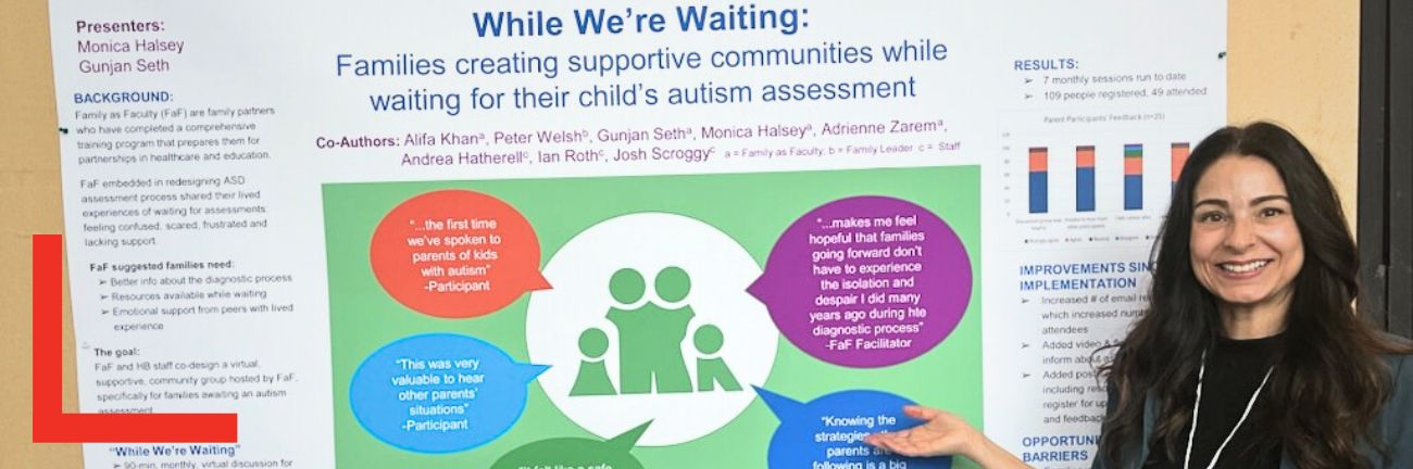 Monica Halsey shows off her poster presentation at the Children’s Healthcare Canada 2024 Annual Conference.