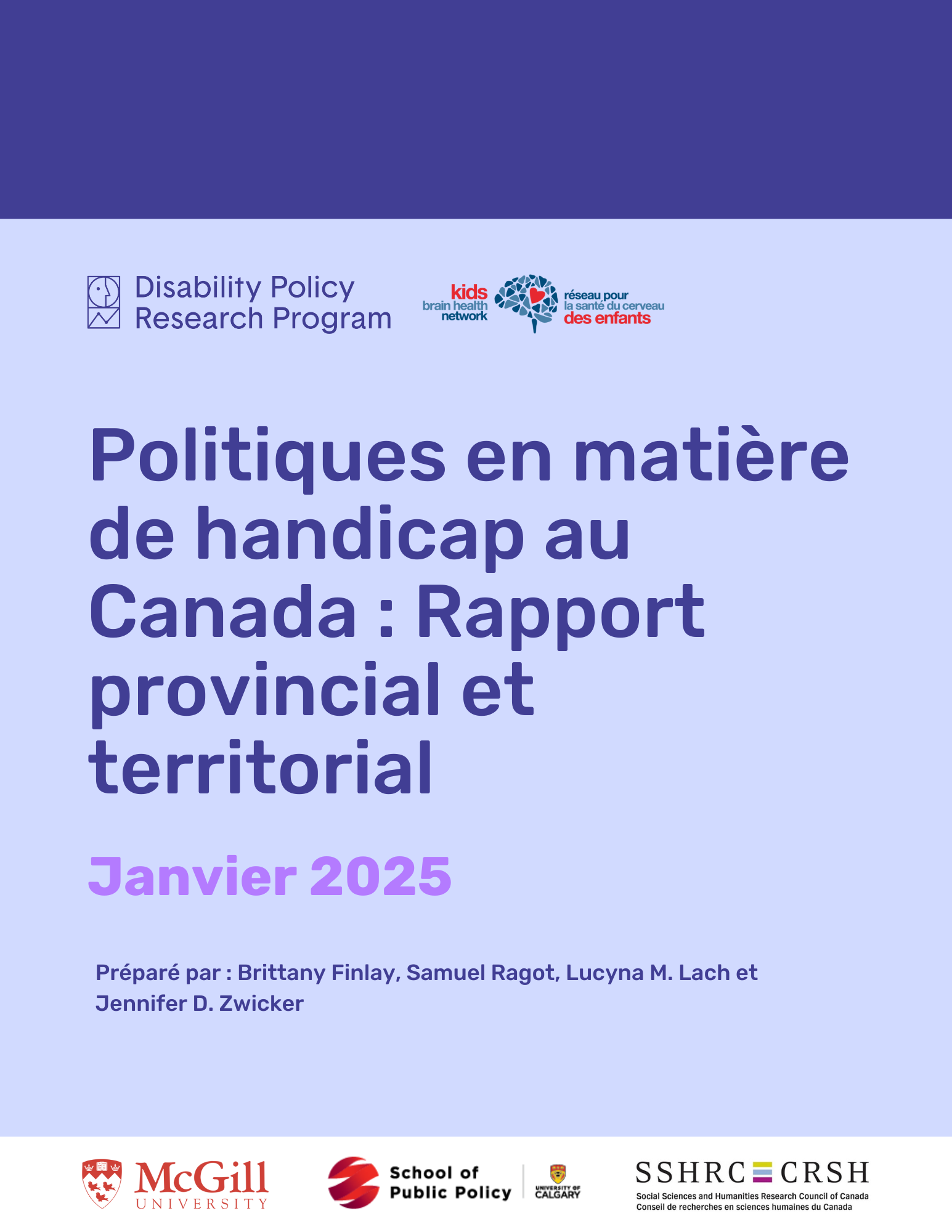 Disability Report - Cover page - French